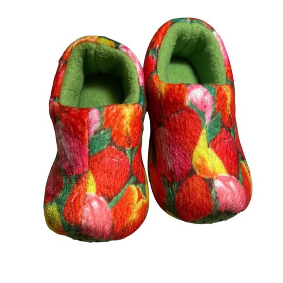 Wooden Shoe Tulips - Clog Slipper US SZ 4-5 EU 16-19 Comfort Felt Slip Resistant - Picture 1 of 9